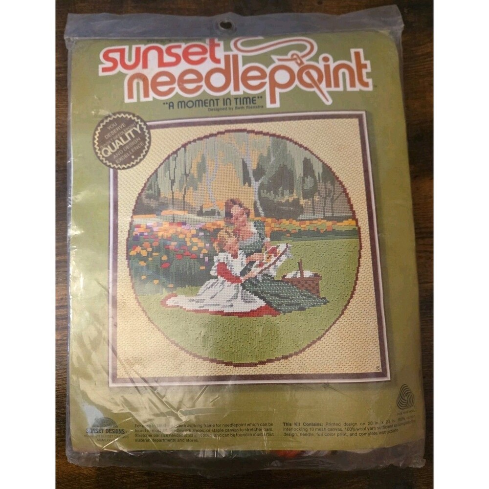 Sunset Needlepoint A Moment In Time Stitch Kit Craft Kit #6701 New Old Stock